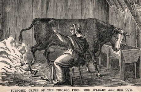 Mrs. O'Leary'S Cow Starting Fire